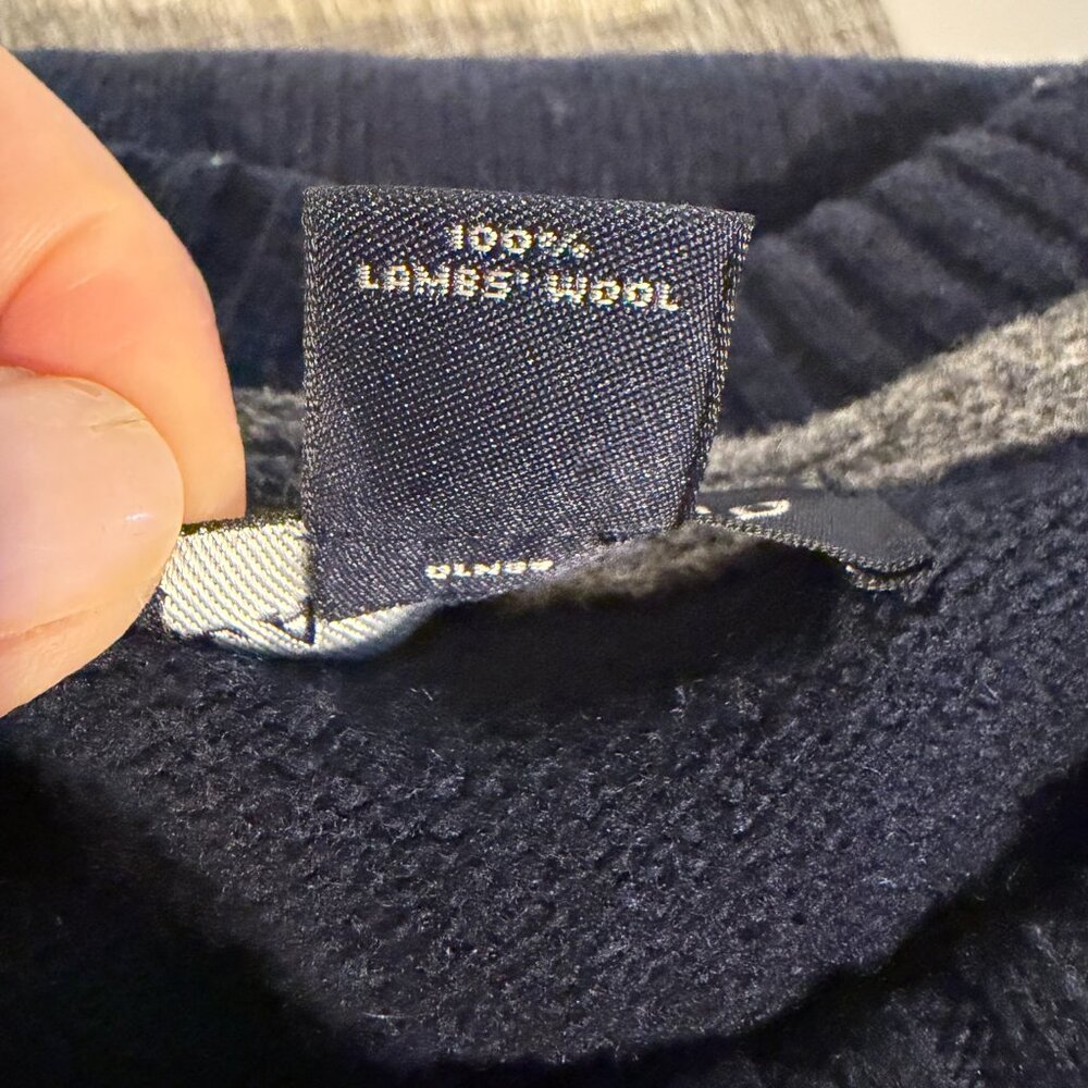 LANDS' END Men's Lambs Wool Crewneck Sweater, Navy | Sz LG - Picture 3 of 7